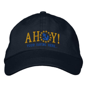 AHOY! Nautical Greetings Embroidery Bestickte Kappe