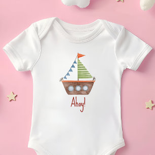 Ahoy Nautical Kinder Wasserfarbe Baby Strampler