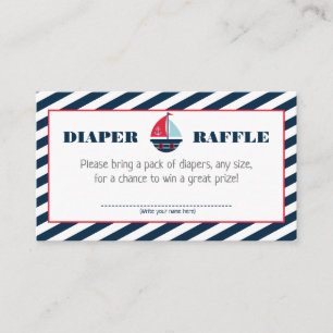 Ahoy Nautical Navy Blue Stripe Boy Diaper Raffel Begleitkarte