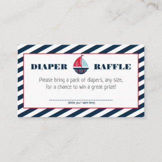 Ahoy Nautical Navy Blue Stripe Boy Diaper Raffel Begleitkarte