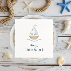 Ahoy Nautical Party Pastel Blue Sailboat Serviette
