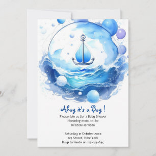 Ahoy Nautical Shower Boy Baby Shower Einladung