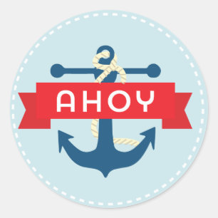 Ahoy! Nautiliche Anker-Aufkleber Runder Aufkleber