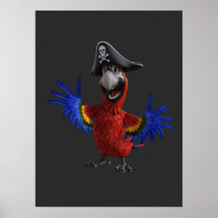 Ahoy Parrot Pirate Poster