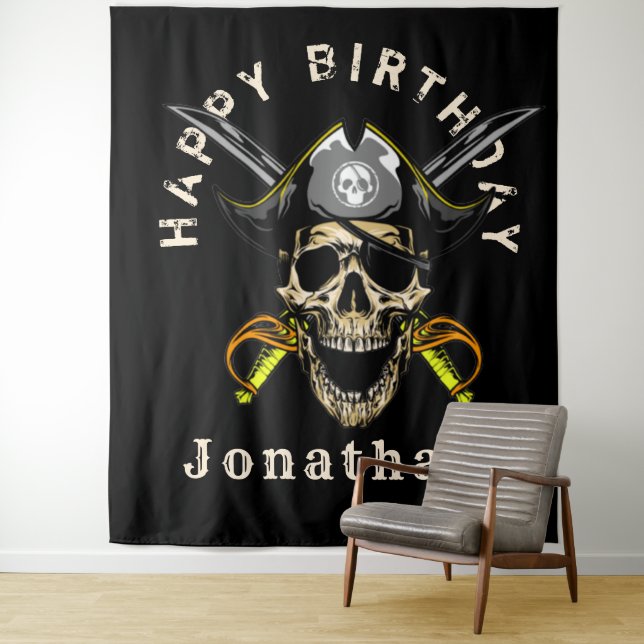 Ahoy Pirate Skull Backdrop Wandteppich (Beispiel)