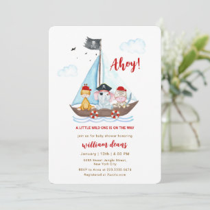 Ahoy Piraten Wilde Safari-Tiere Baby-Party Einladung