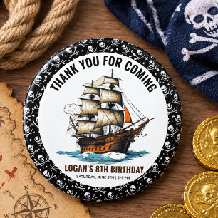 Ahoy! Piratenschiff 8. Geburtstag Button