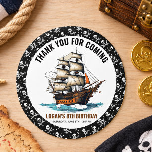 Ahoy! Piratenschiff 8. Geburtstag Runder Aufkleber