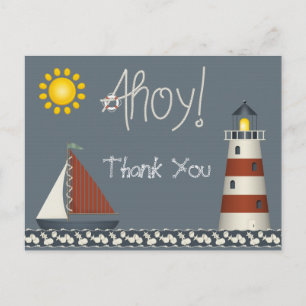 Ahoy Sail Boat & Lighthouse Vielen Dank, Frau Post Postkarte