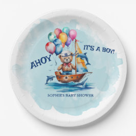 Ahoy sein a Boy Nautical Theme Kinderdusche Pappteller