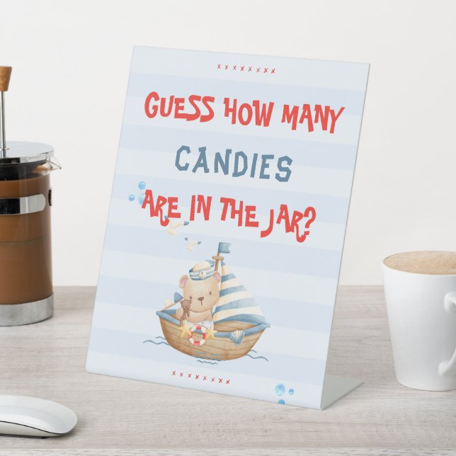 Ahoy seine Baby-Dusche schätzt, wie viele Candies Sockelschild (In SItu)