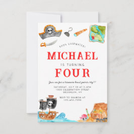 Ahoy Shipmates Treasure Hunt Ship Pirate Geburtsta Mitteilungskarte