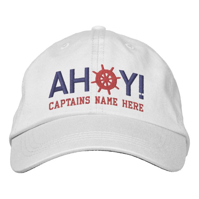 Ahoy Ships Wheel Captains Personalized Bestickte Baseballkappe (Vorderseite)