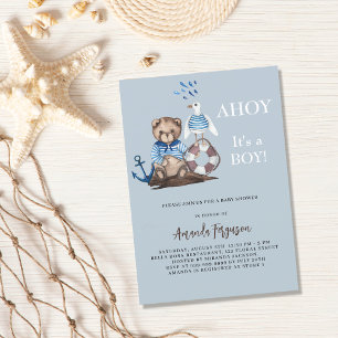 Ahoy Teddy Bärenjunge Segler LuxusBaby Dusche Einladung