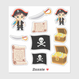 Ahoy There! Pirate Boy Birthday Sticker Sheet