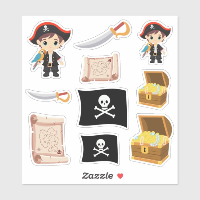 Ahoy There! Pirate Boy Birthday Sticker Sheet (Blatt)