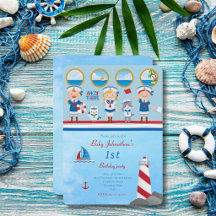 Ahoy There Red Blue White Sailors Lighthouse Boot