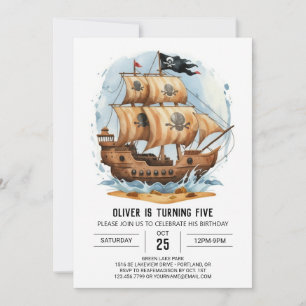 Ahoy Treasure Map Editable Pirate Birthday Einladung