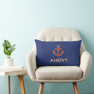 AHOY! Typ und Ankerdesign rot und blau Lendenkissen