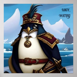 Ahoy, Verträge! AI Fantasy Digital Art Print Pingu Poster