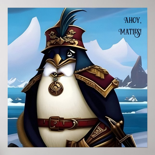 Ahoy, Verträge! AI Fantasy Digital Art Print Pingu Poster (Vorne)