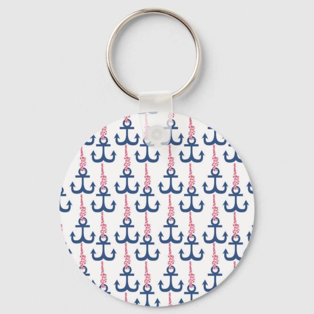 Ahoy Vintag Anchor-Muster. Schlüsselanhänger (Vorderseite)