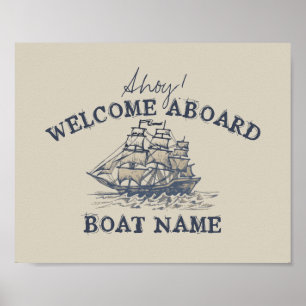 Ahoy! Willkommen an Bord Personalisierte Vintage-N Poster