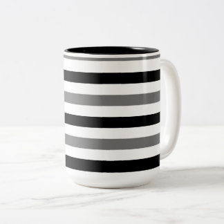 Ahs Schwarz-Weiß-Streifen-Design Zweifarbige Tasse