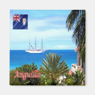 AI004 ANGUILLA, Long Bay, Panorama, Kühlschrank Magnet