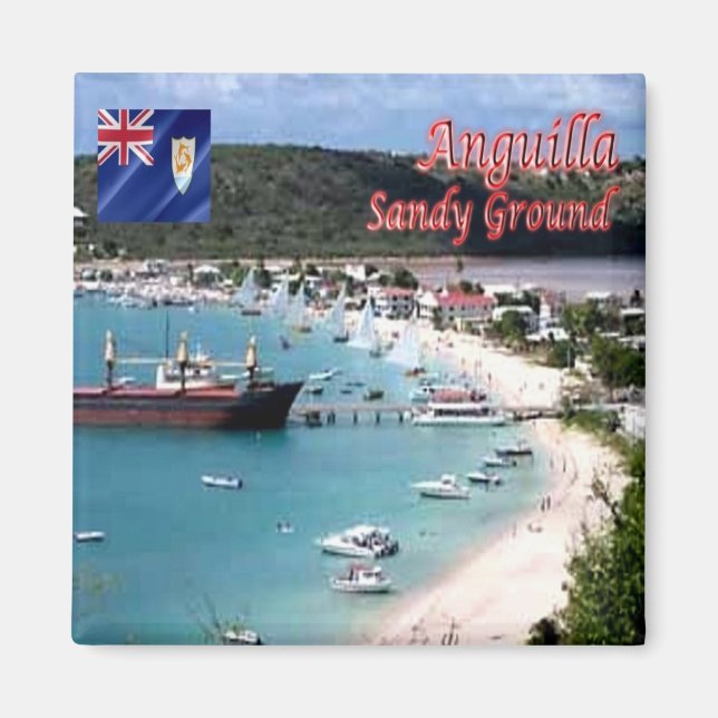 AI005 ANGUILLA, Sandboden, Panorama, Kühlschrank Magnet (Vorne)
