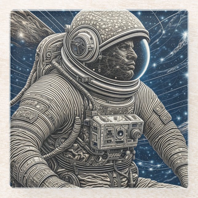 Ai Art Astronaut im Weltraum Glasuntersetzer (Vorderseite)