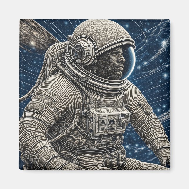 Ai Art Astronaut im Weltraum Magnet (Vorne)