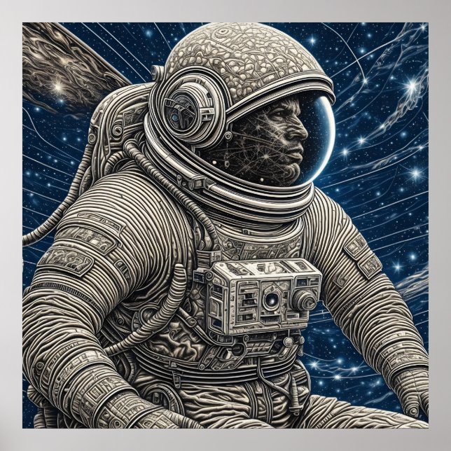 Ai Art Astronaut im Weltraum Poster (Vorne)