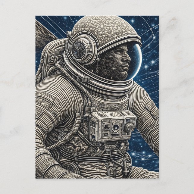 Ai Art Astronaut im Weltraum Postkarte (Vorderseite)