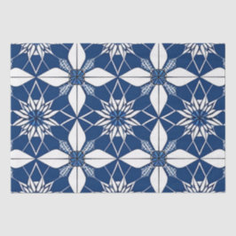AI Art Blue White Floral Tissue Paper Seidenpapier