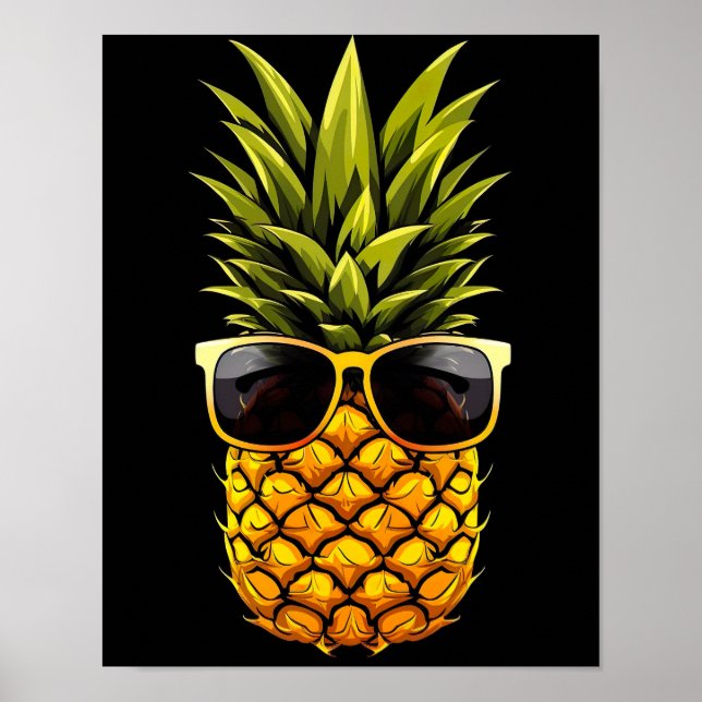 AI Art - Coole Ananas mit Sonnenbrille - Poster (Vorne)