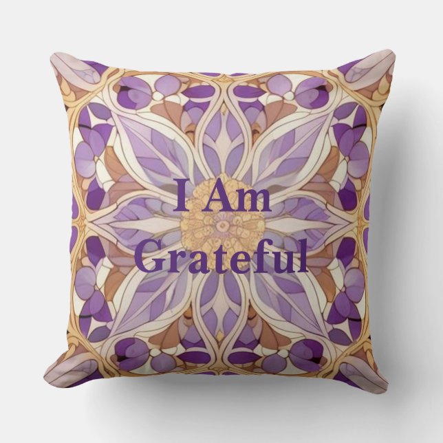 AI Art Design Ich bin dankbar Affirmation Pillow Kissen (Vorderseite)