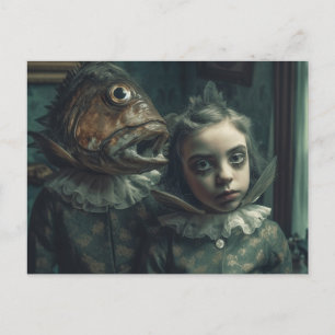 AI Art Fish Children Horror Movie Scene Postkarte