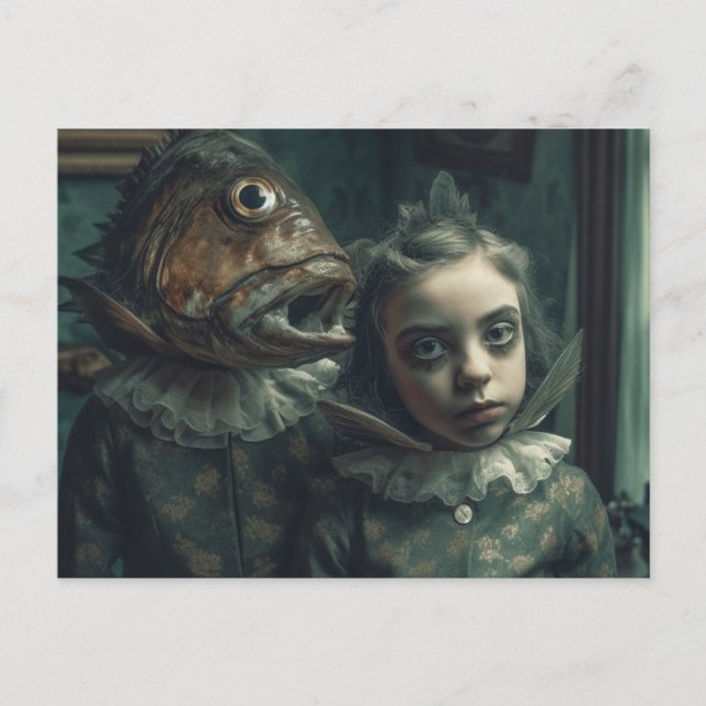 AI Art Fish Children Horror Movie Scene Postkarte (Vorderseite)