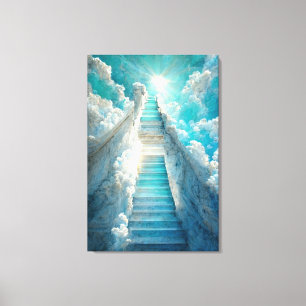 AI Art Gallery™ - Treppe zum Himmel: Blauer Himmel Leinwanddruck