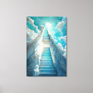 AI Art Gallery™ - Treppe zum Himmel: Blauer Himmel Leinwanddruck