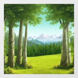 AI Art Green Forest Mountain Landschaft Fensteraufkleber