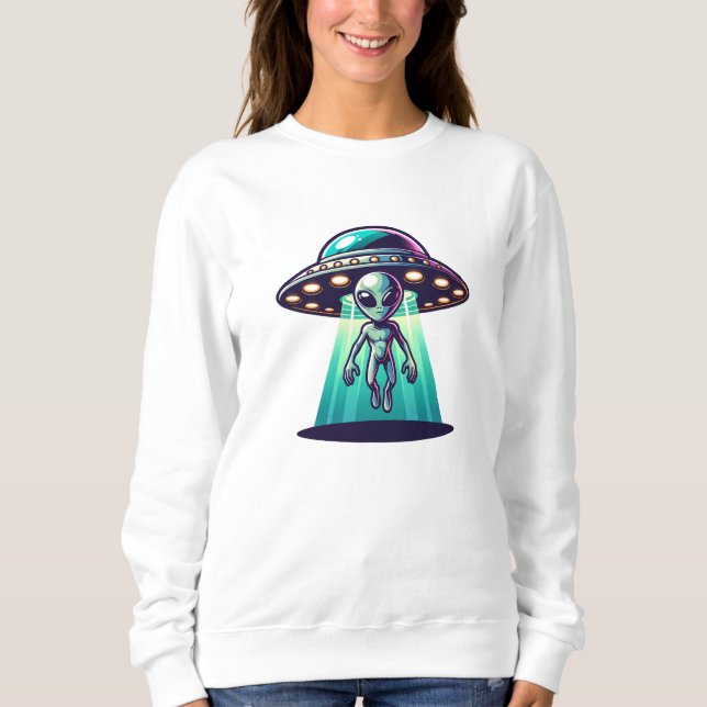 Ai Art mit UFO Eine Alien Sweatshirt (Vorderseite)