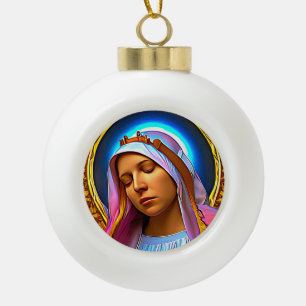 AI Art of The Blessed Virgin Mary Keramik Kugel-Ornament