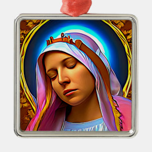 AI Art of the Seglied Jungfrau Mary Ornament Aus Metall