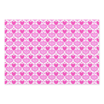 AI Art Pink Hearts White Wrapping Paper