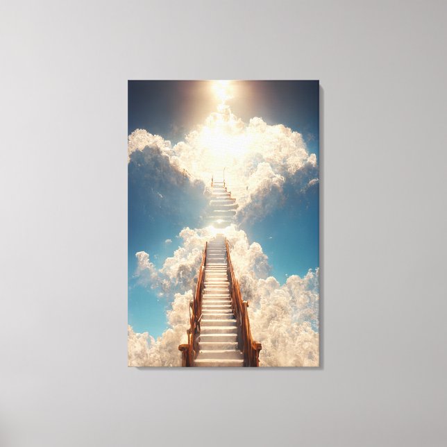 AI Art - Treppe zum Himmel: Nicht hinunter nach Ca Leinwanddruck (Vorderseite)