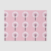 AI Art White Dandelns Pink Tissue Paper
