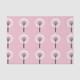 AI Art White Dandelns Pink Tissue Paper Seidenpapier