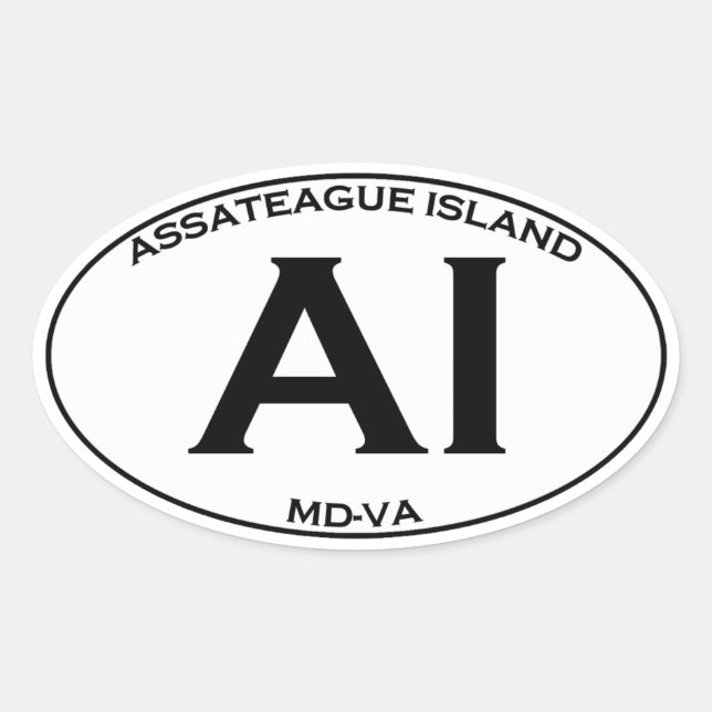 AI - Assateague Insel-Oval-Logo Ovaler Aufkleber (Vorderseite)